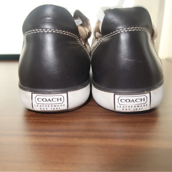 Coach-Barrett-Monogram-Tan/Brown-Lace-Up-Sneakers-Shoes-Women's Size 8 - Picture 4 of 5